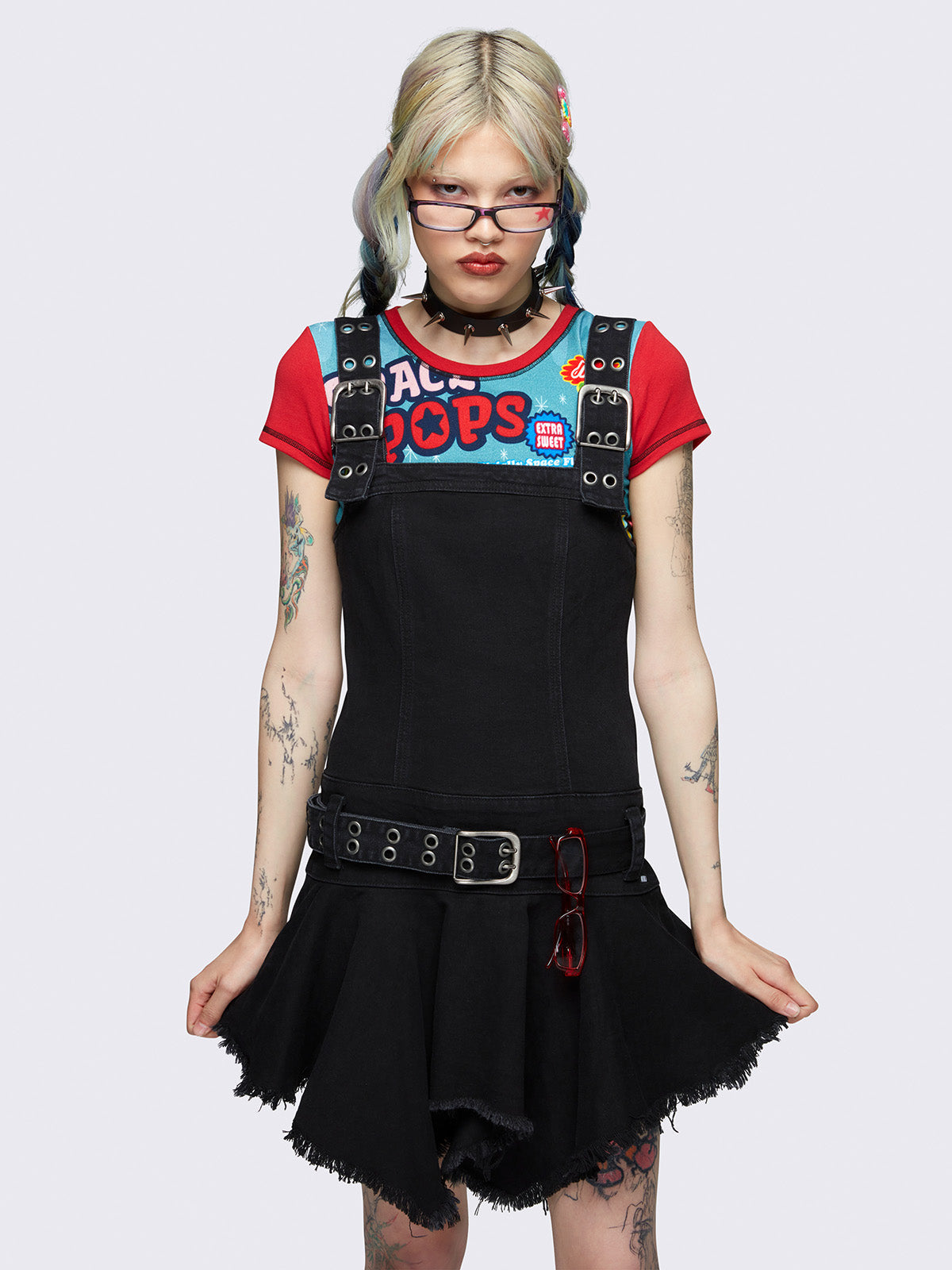 Claire Black Denim Mini Dress - Image 3
