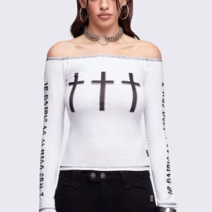 Look at Me White Off-Shoulder Top